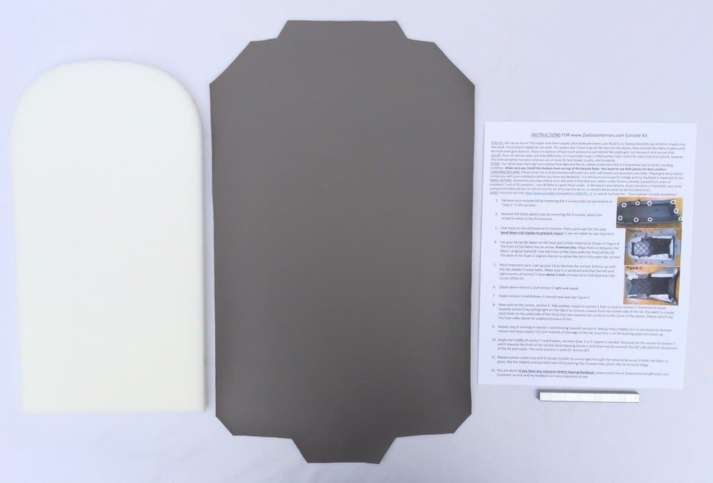 Ford Explorer Premium Padded Replacement armrest Console Cover with Staples - Medium Graphite Gray