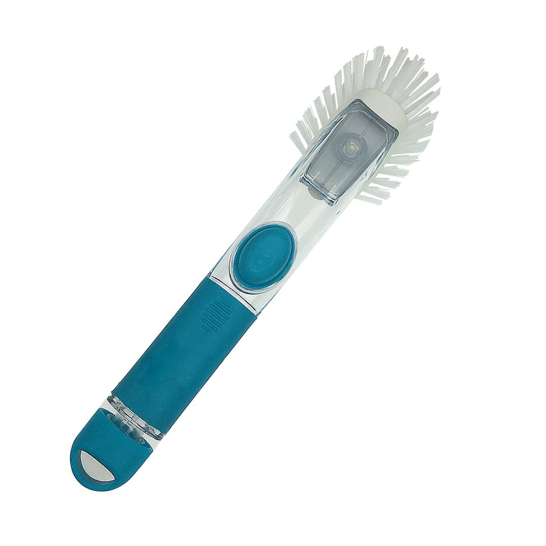 EverCleanPremium Soap Dispensing Dish Brush with Comfortable Non-Slip Grip & Easy Fill/Dispense Handle - Dish Wand Kitchen Brush with Durable Nylon - Aqua (6623)