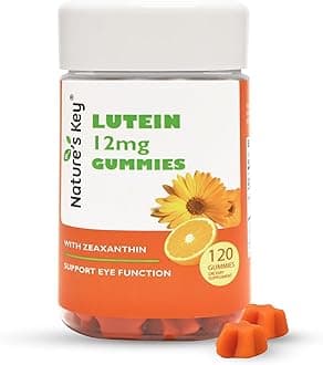 Lutein Gummies 12mg with Zeaxanthin & Vitamin A for Kids and Adults | Eye Health and Brain Function Supplement | Orange Flavor, 120Ct