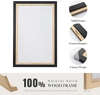 Large Framed Black and White Grey Abstract Wall Art for Living Room, 3 Piece Modern Canvas Prints Paintings Artwork for Walls, Minimalist Abstract Pictures for Hallway, Office Wall Decor 24x36 Inch