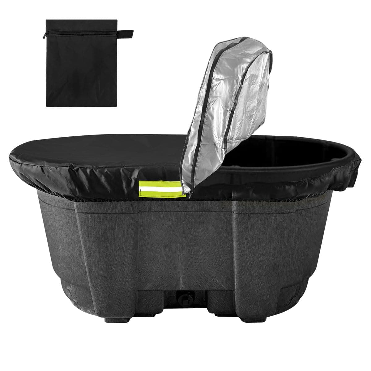 Rubermaid 100 Gallon Waterproof Stock Tank Cover with Zipper, Rectangular Cold Plunge Oval Ice Bath Tub Horse Livestock Water Trough Insulated Cover for Outdoor Polar Protector 100 Gal Hot Tub