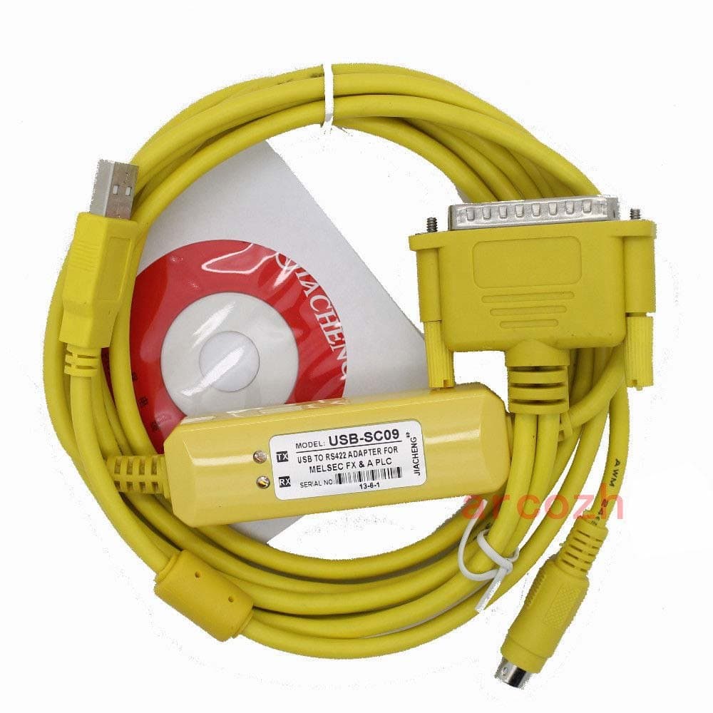 PLC Cable USB-SC09 for Mitsubishi RS422 FX0S/FX1S/FX0N/FX1N/FX2N Full FX Yellow
