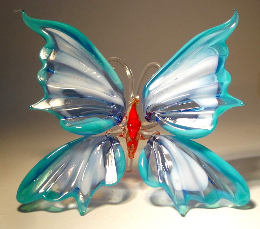 Light and Dark Blue Glass Butterfly Figurine