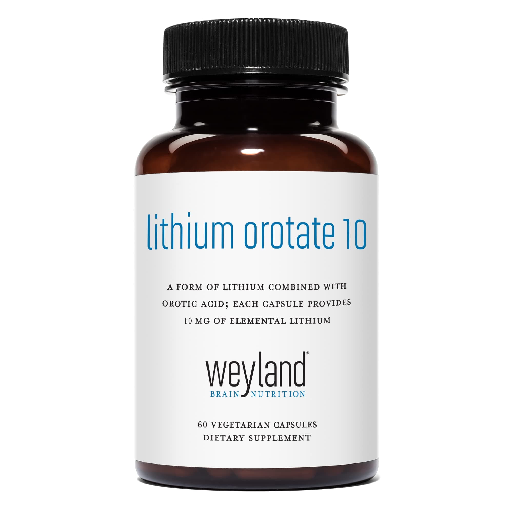 Lithium Orotate 10mg (1 Bottle), 60 Vegetarian Capsules