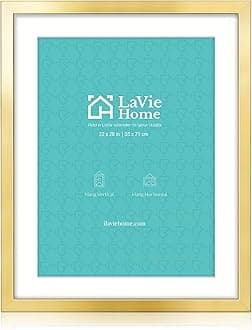 LaVie Home 22x28 Picture Frame Gold Poster Frame,Display Pictures 18x24 with Mat or 22x28 Without Mat, Stable and Sturdy Frame and Polished Plexiglass, Horizontal and Vertical Format of The Walls