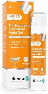 – 1% Hyaluronic Aqua Gel Sunscreen SPF 50 PA++++ with Vitamin E, Oil-Free, No White Cast | Broad Spectrum UVA/UVB, Blue Light & Anti-Pollution Protection, Fast-Absorbing & Hydrating, 50g