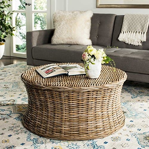 Wicker Round Coffee Table Woven Natural Rattan Palm Sturdy
