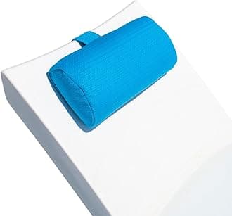 Headrest pillow for patio chaise lounge, in pool lounger on ledge with non-slip weighted tail and cellphone pocket, quick drying outdoor for all weather pool furniture and loungers (Havelock Blue)