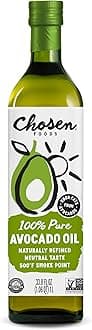 Chosen Foods Avocado Oil, 1 Liter - All Purpose Cooking Oil made from 100% Pure Avocados - Non-GMO, Gluten-Free, Keto Friendly, Glyphosate Free - 33.8 Fl Oz (Pack Of 1)