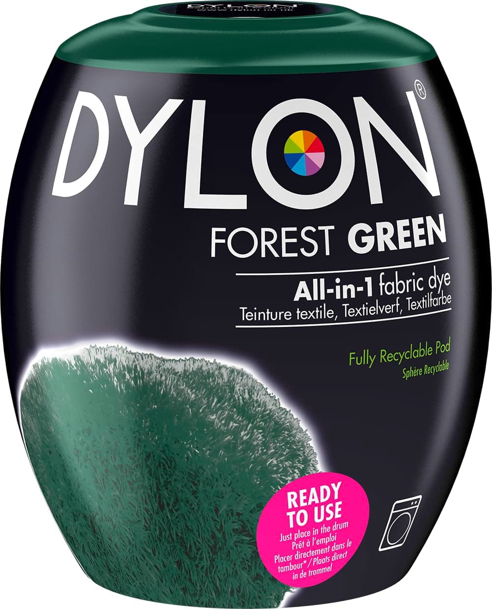 Forest Green : DYLON Machine Dye Pod, Forest Green, easy-to-use fabric colour for laundry, 350g