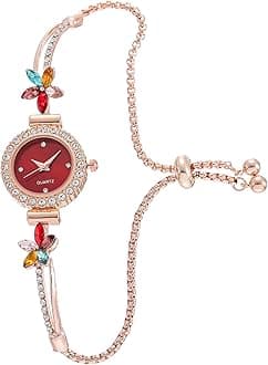 Women's Fashion Simple Floral Bracelet Watch Diamond Quartz Light Luxury Watch