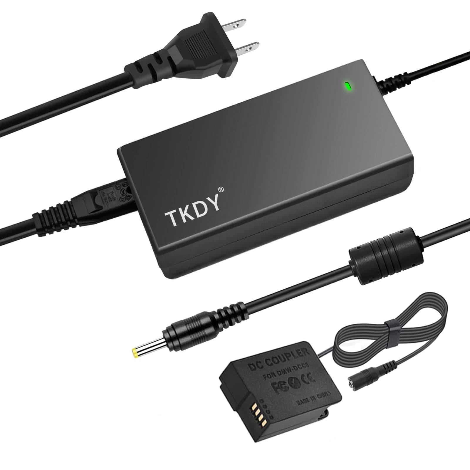 TKDY DCC8 Camera Power Adapter for Panasonic Lumix Cameras, DMW DCC8 DC Coupler DMW-AC8 Power Supply DMW BLC12 Dummy Battery Charger Kit.
