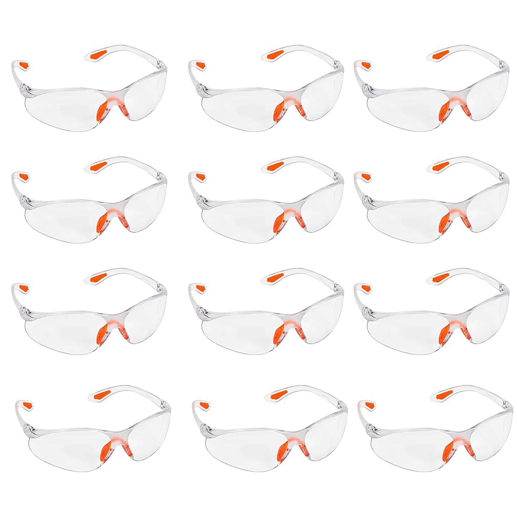 Kurtzy Clear Safety Glasses for Work (12 Pack) - Safety Goggles - Anti-Fog Protective Lenses for Work - Eye Protection Glasses for Adults - Specs for Squash Airsoft Cycling
