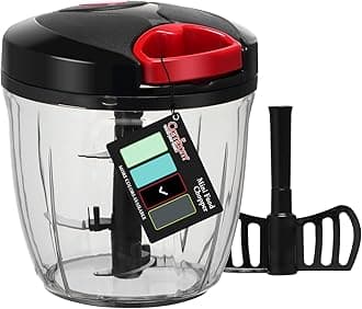 Cambom Manual Food Chopper Vegetable Cutter, Hand String Vegetable Chopper Onions Cutter for Vegetable Fruits Nuts BPA Free Food Safe Material, 900ml Black