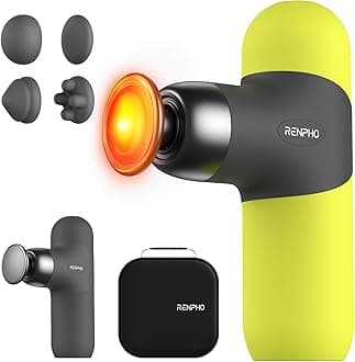 RENPHO Mini Thermal Massage Gun with Heat, Christmas Birthday Gifts for Women Men, Percussion Massager Gun Portable, Color Silicone Sleeves Travel Size with Carry Case, Neon Green