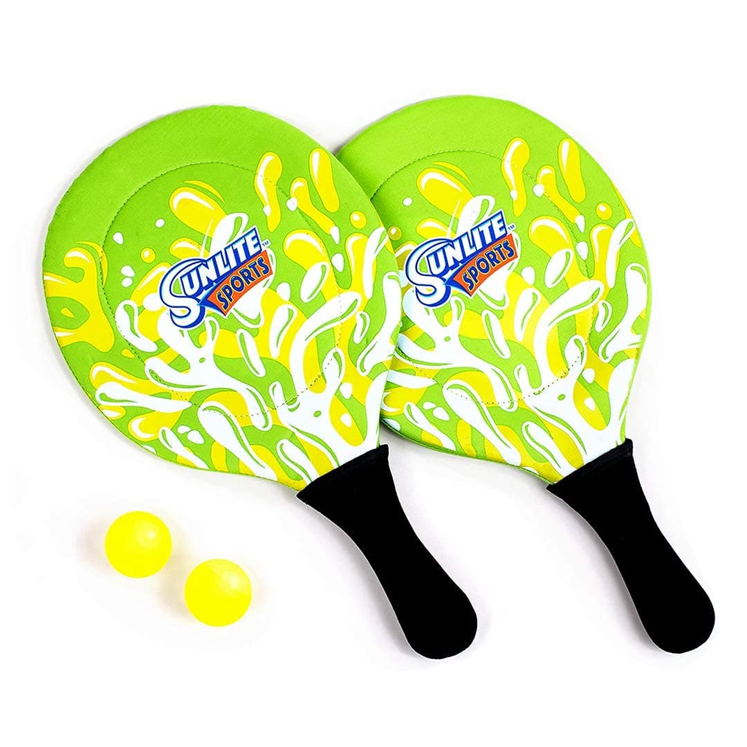 Sunlite Sports Beach Paddle Game Set, 2 Paddles and 2 Balls, Perfect for Backyard Fun or Outdoor or Beach or Lawn, Green