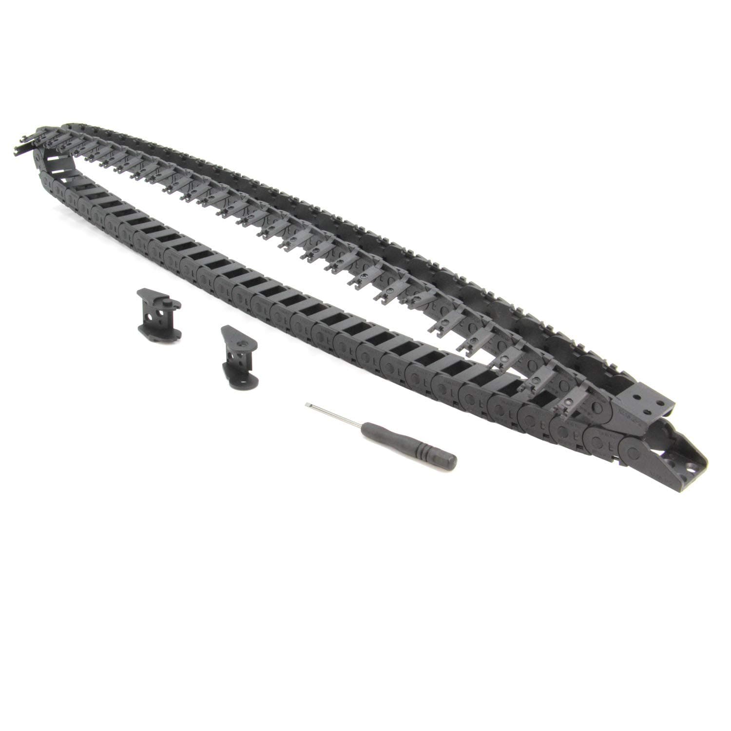 Zeberoxyz 10X15mm Drag Chain Length 1Meter Open Type Black Plastic Cable Carrier R18 with 1Kit End Connectors for 3D Printer and CNC Machines (10mmX15mm)
