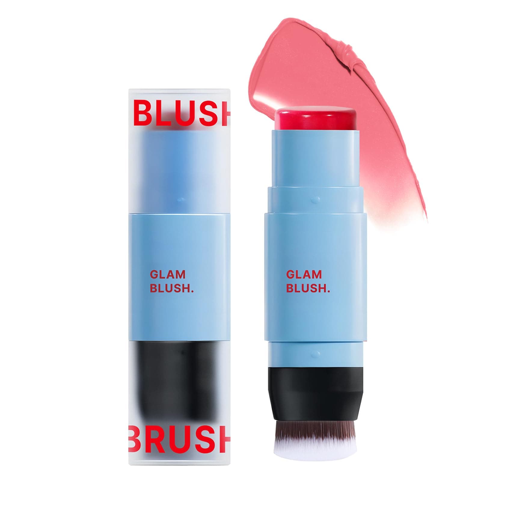 Cream Blush Stick with Brush,Waterproof Multi Cream Makeup Stick,Lightweight,Long-lasting,2 in 1 Multi Blush for Cheeks & Lip Tint & Eyeshadow Makeup 02
