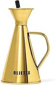 Oil Dispenser Gold Stainless Steel Non Drip Leak Proof No Mess Olive Oil & Vinegar Pourer & Kitchen Drizzler Bottle 250ML 0.25 Litre Great for Pouring & Drizzling Easy to Clean & Leakproof