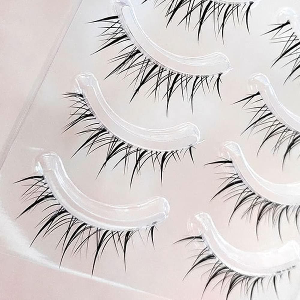 Anime False Eyelashes 4-Pack, Spiky Manga Lashes with Clear Band, Natural Look Japanese Style Lashes, Reusable Cosplay Strip Eyelashes by MIKIWI (A02)