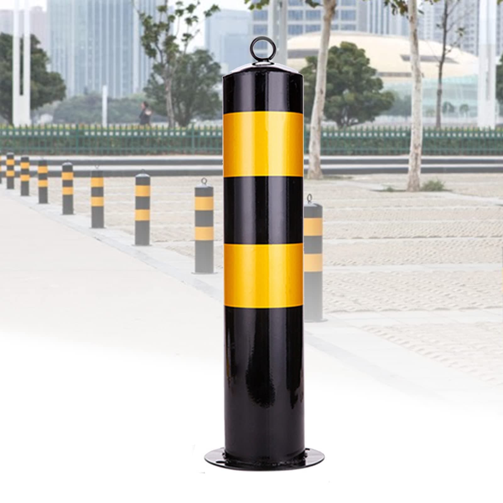 Parking Bollards Concrete in, Security Posts for Driveways Parking Bollards Barrier Car Security Reflective Tape Security Posts for Driveways, Metal Bollard for Industrial, Commercial (Color :, 55cm