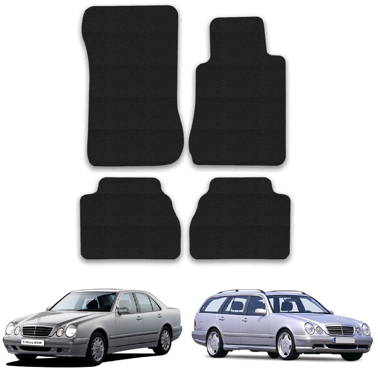 Car Mats Compatible with Mercedes E-Class (1995-2002) [W210] Tailored Fit Black Carpet Car Floor Mats Set Accessory Custom Fit 4 Pieces - Anti Slip Backing & Black Binding Trim Edge
