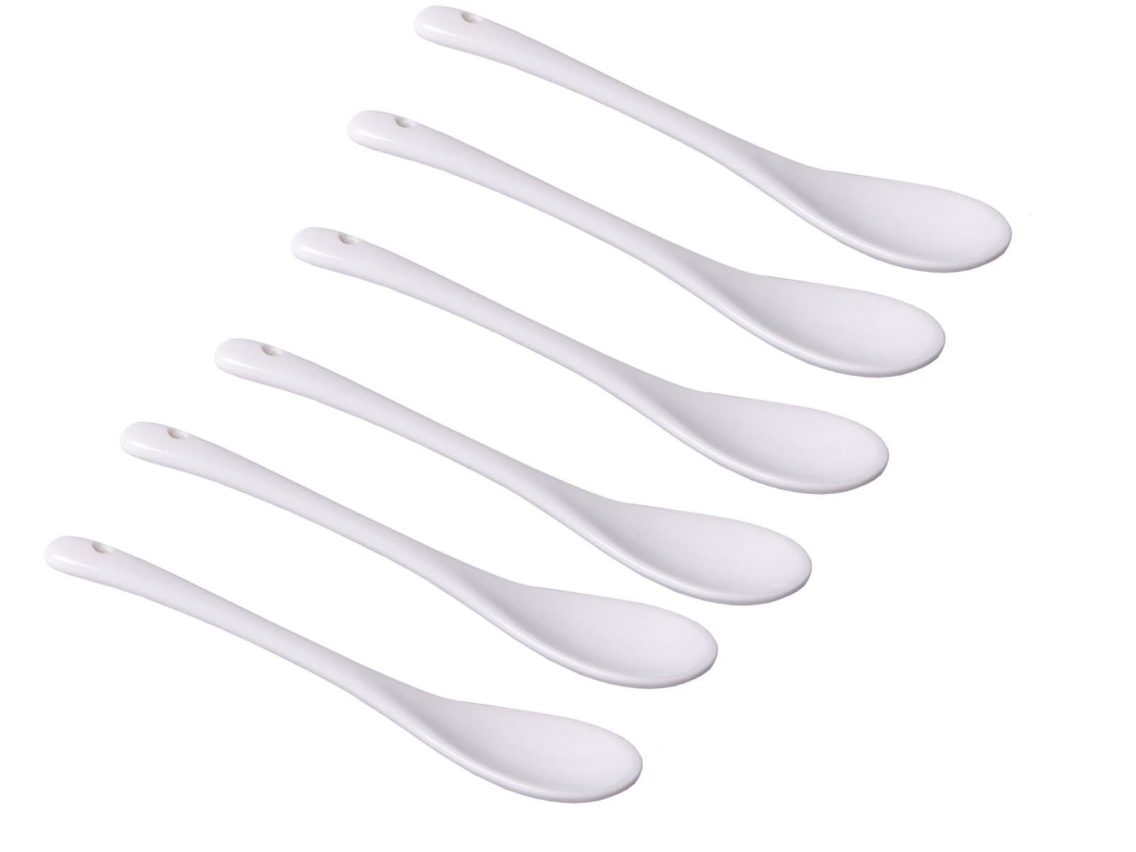 6, 12 or 18-piece porcelain spoon set in ceramic white as serving spoon, dip spoon, teaspoon, egg spoon (6 pieces)