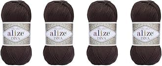 Alize Hand Knitting Yarn 100% Microfiber Acrylic Yarn Diva Silk Effect Thread Crochet Art Lace Craft Lot of 4 skeins 400gr 1532yds (26)