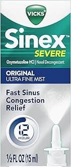 Sinex SEVERE Nasal Spray, Original Ultra Fine Mist, Decongestant Medicine, Relief from Stuffy Nose due to Cold or Allergy, & Nasal Congestion, Sinus Pressure Relief, 265 Sprays