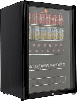 – CBC130BK Under-Counter Drinks Fridge in Black - 115 Litre Capacity - Drinks Fridge - Adjustable Temperature Control - LED Light - Suitable for Cans & Bottles - Energy Efficient