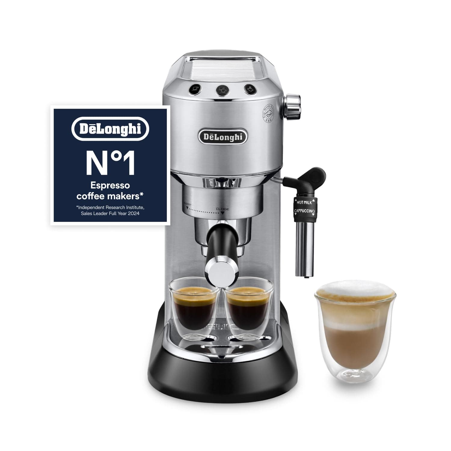 De'Longhi Dedica Style, Traditional Pump Espresso Machine, Coffee and Cappuccino Maker, EC685M, Silver