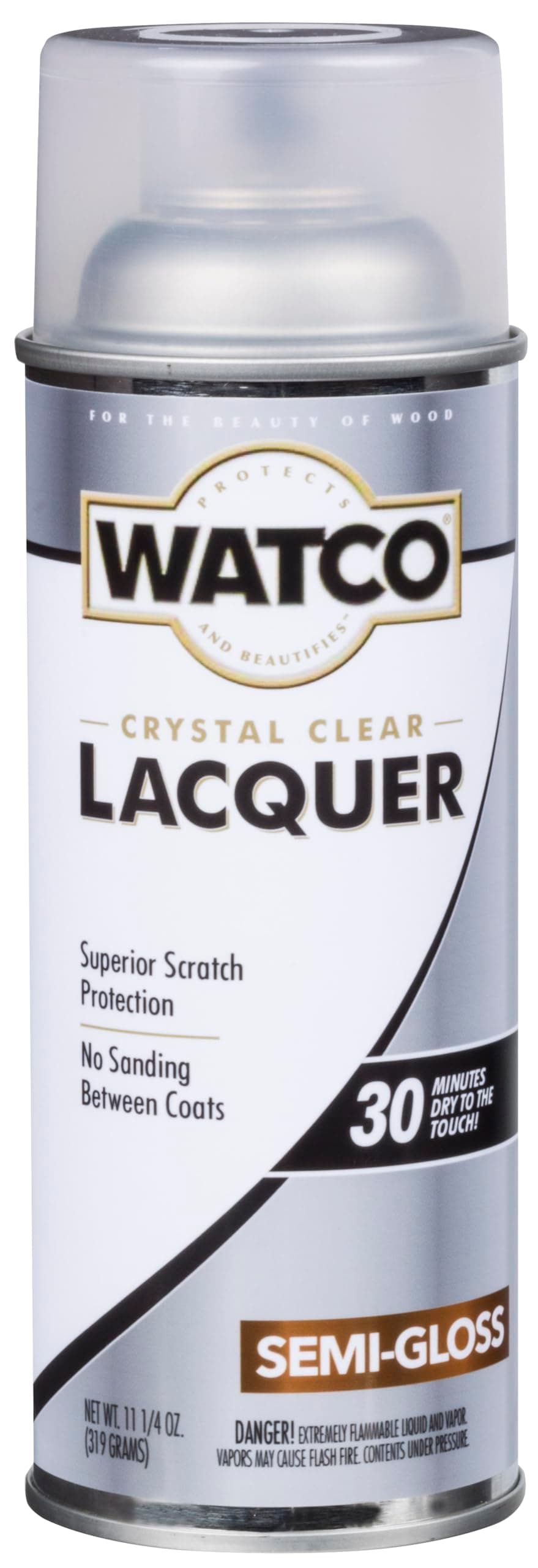 Rust-Oleum 63181 WATCO Clear Wood Lacquer Spray Paint, Semi-Gloss Finish, (312 Grams / Can)