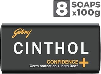 Cinthol Confidence+ Bath Soap, 100g (Pack of 8)