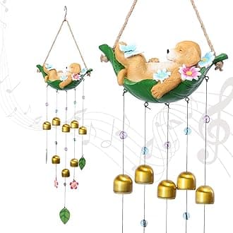Taman Wind Chime - 29" Dog Wind Bell for Outside Valentine's Day Gift Decorative Metal Bronze Mobile Wind Chime Memorial Sympathy Gift for Home, Outdoor, Yard, Patio,Garden Decor