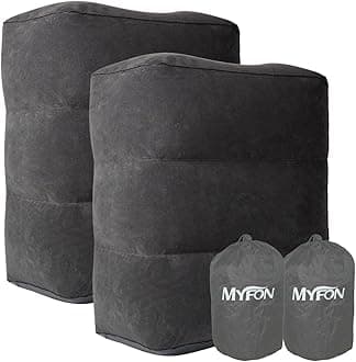 Inflatable Travel Foot Rest Pillow, Adjustable Height Leg Rest Pillow for Cars, Home, Office, Trains, Airplane, Make a Flat Bed for Baby, Kids, Toddlers, Grey, 2 Pack