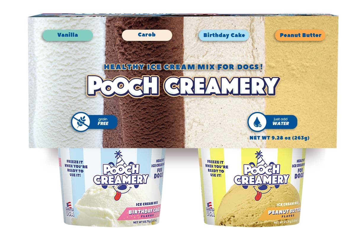 Ice Cream Mix for Dogs Sample Pack - 4 Flavors - Peanut Butter, Birthday Cake, Vanilla, Carob