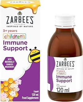 Zarbee'sChildren’s Immune Support, 120 ml, Berry Flavoured, For Kids Aged 3 And Up, Pure Honey, Marshmallow Root Extract, Vitamin D and Biotin, No Artificial Colours or Flavours