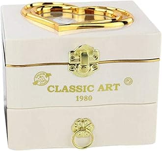 Tongdejing Retro Music Box, Rotating Ballerina Dancing Girl Musical Jewellery Necklace Ring Storage Box with Mirror for Women Girls Brithday Gifts