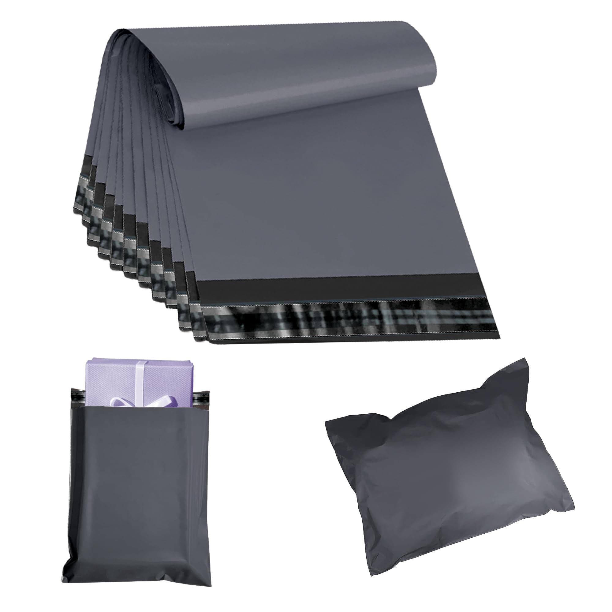 JeeJaan® 100 Pcs Grey Postal Bags 9" x 12" - 228 x 305 mm Poly Mailers Grey Postage Bags - Envelope Courier Shipping Mailers Strong Self Seal Parcel Mailers Postage Bags