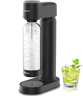 Sparkling Water Maker ADD4901BKOQ/37, Plastic Soda Streaming Machine with Quick Twist Bottle, 1L BPA free PET Carbonating Bottle, Soda Maker Compatible with 60L CO2 Carbonator (NOT Included)