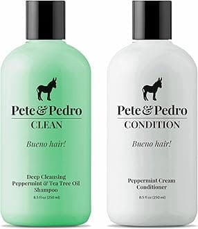 Pete & Pedro CLEAN & CONDITION SET, Tea Tree Oil Shampoo & Peppermint Cream Conditioner Haircare Kit | Deep Cleansing & Conditioning, Dandruff Repair For Men & Women | Seen on Shark Tank, 8.5 oz Each