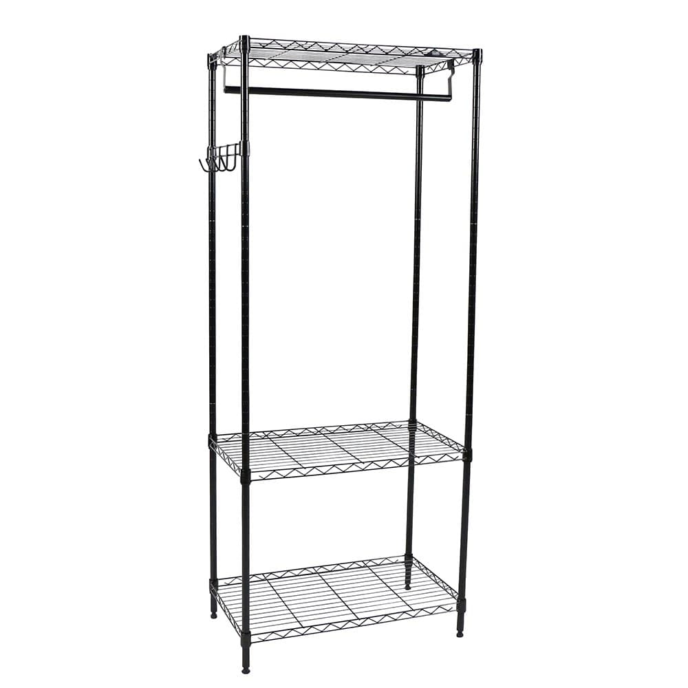 Apollo Hardware 3-Shelf Wire Shelving Garment Rack 14"x24"x60" (Black)