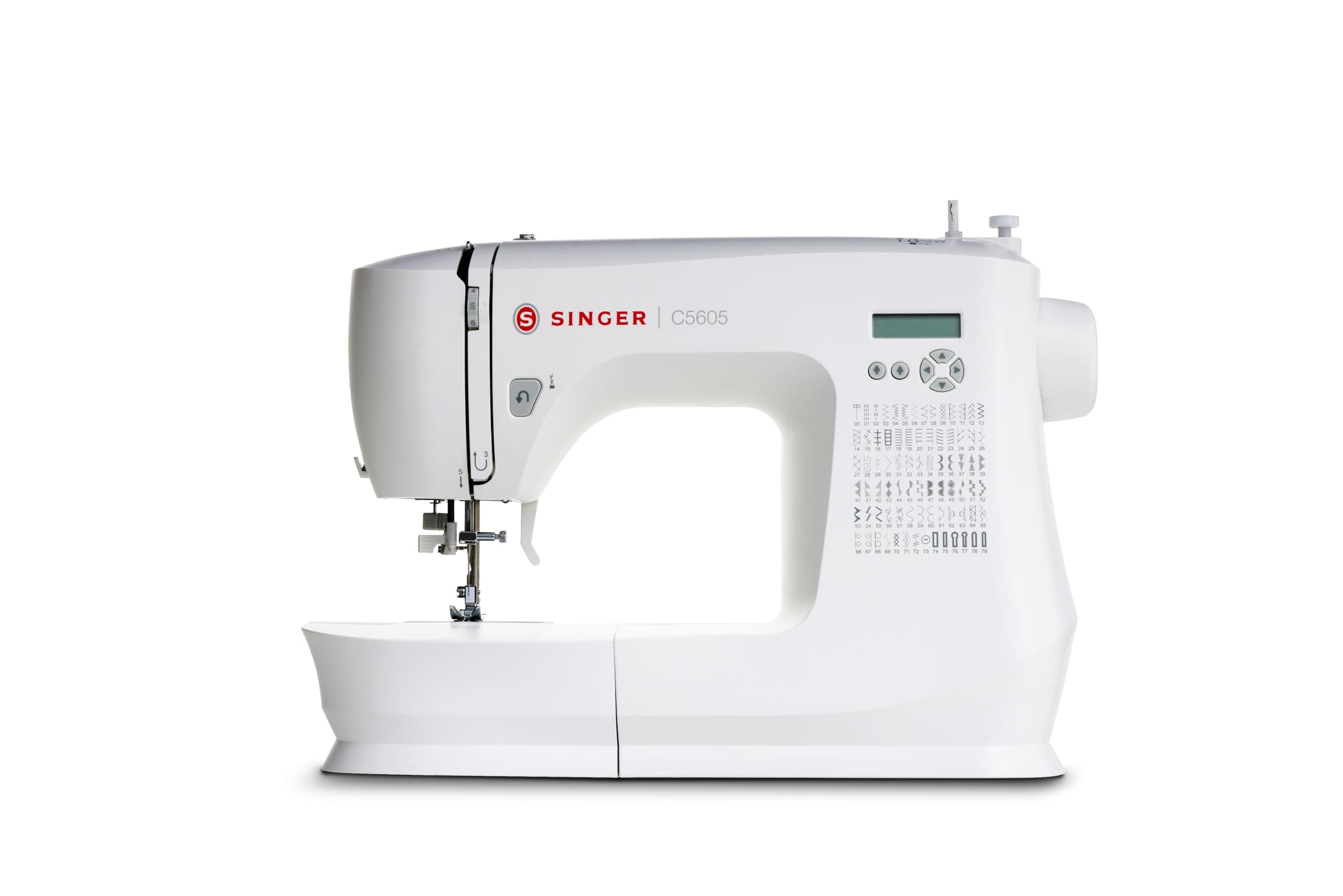 SINGER C5605 Computerized Sewing Machine (80 built in stitch with 6 Button-Hole functions- White)
