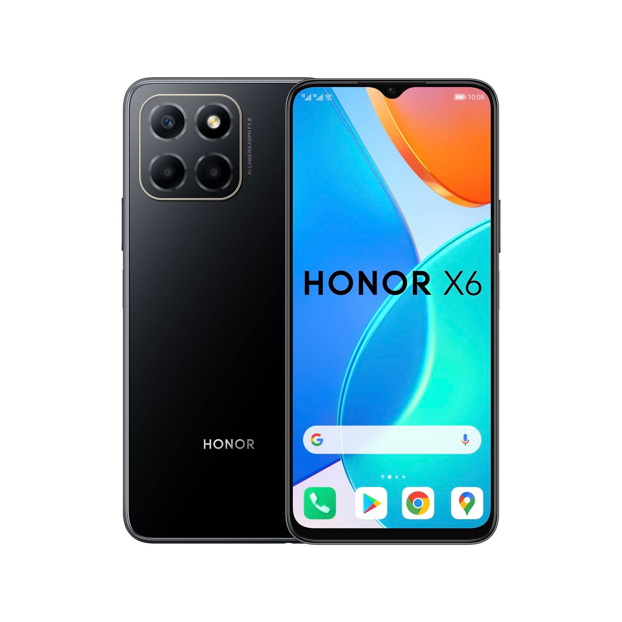 HONOR X6 Mobile Phone, 6.5 Inch Dual SIM Unlocked Smartphone, 50MP Triple Camera, 5000mAh, 4GB+64GB, Android 12(2 Year Warranty)