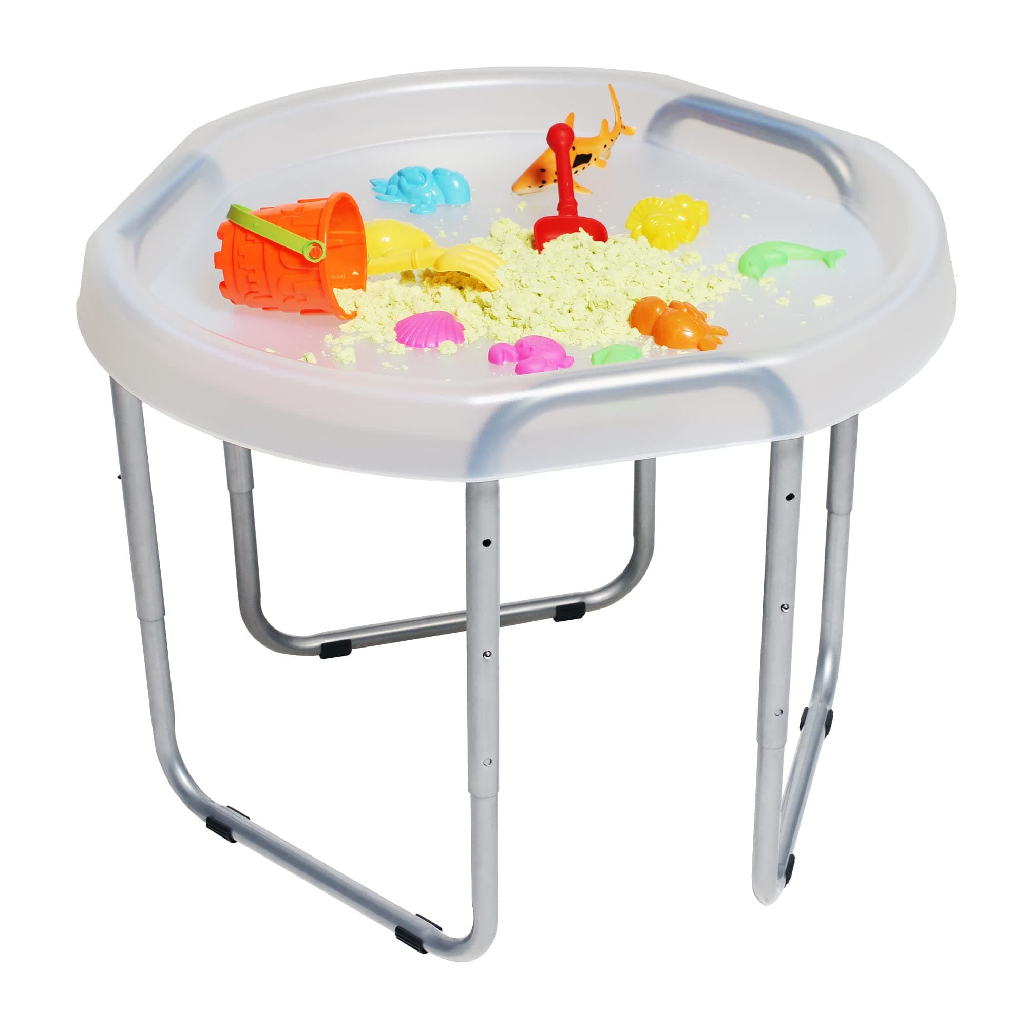 KUB Original Hexacle® Tuff Tray & Stand (Clear) - Clear Tray for Enhanced Sensory Play and Kid’s Messy Play – Water and Sand – Garden Bubble Fun – 2 Way Play With or Without Stand