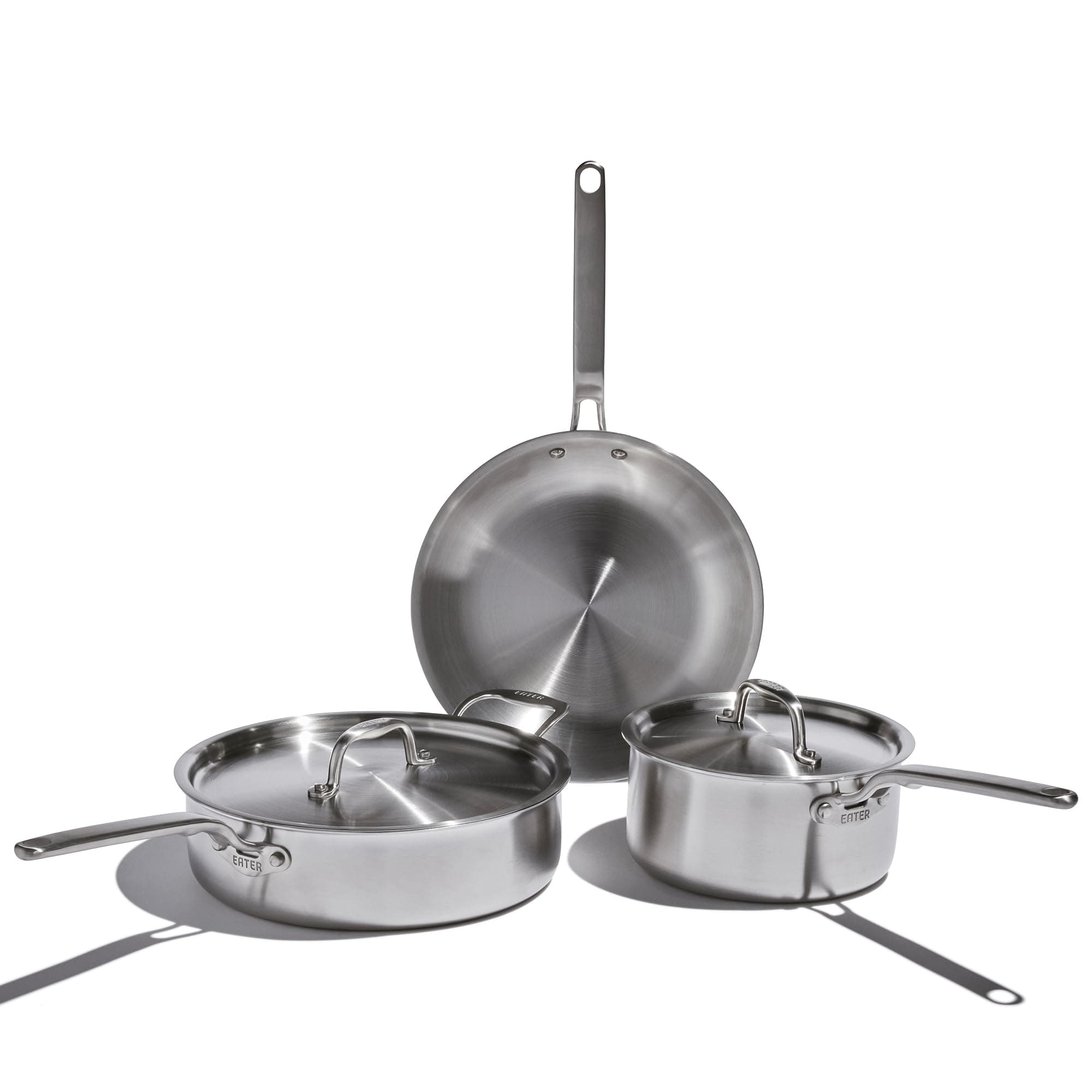 Heritage Steel Eater Series 5 Piece Essentials Set | Made in USA | 5 Ply Fully Clad Stainless Steel Cookware Set | Stay Cool Handle | Induction Ready & Non-Toxic
