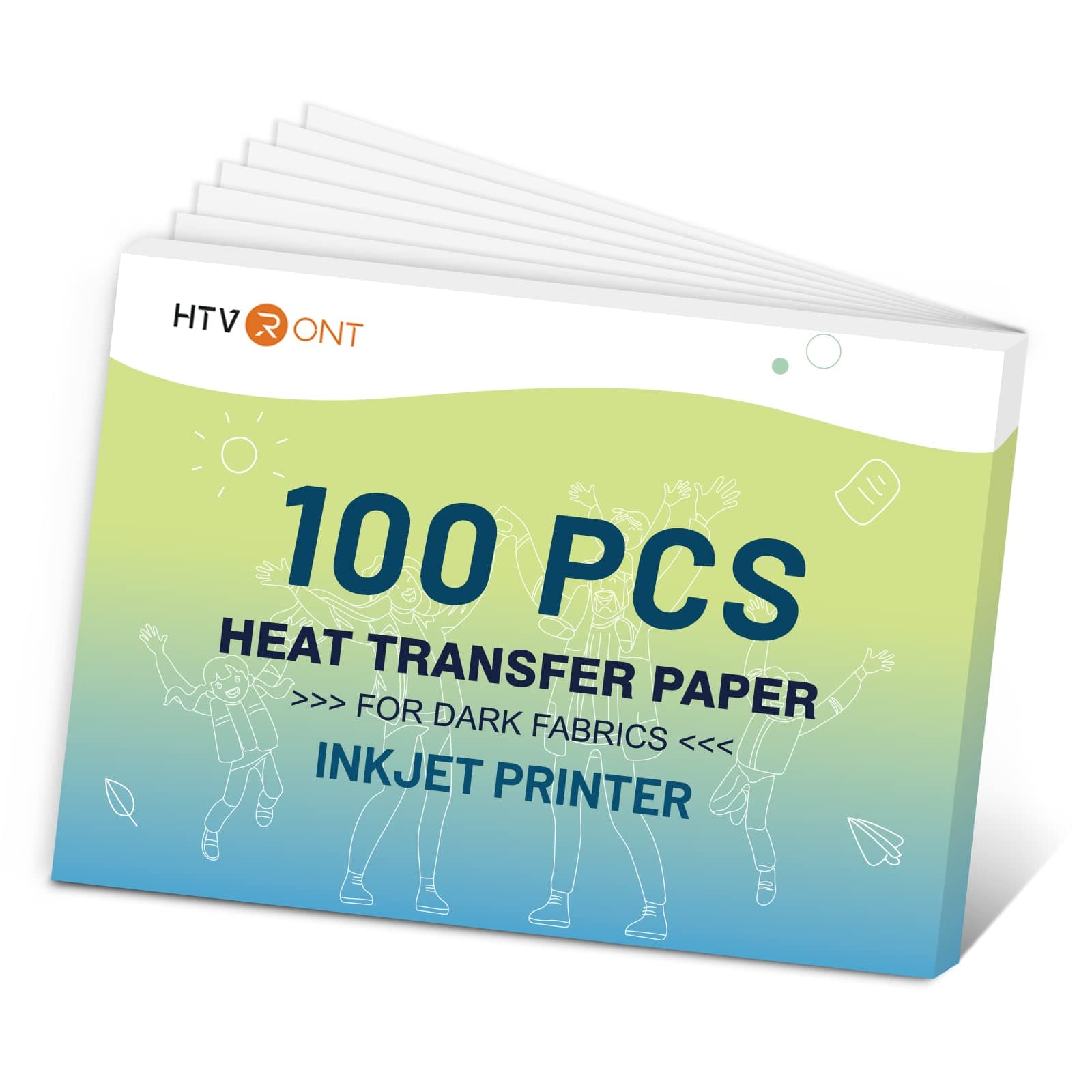 HTVRONT Heat Transfer Paper for Dark T Shirts -100 Pack 8.5x11" Iron on Transfer Paper for Inkjet Printer, Easy to Use Printable Heat Transfer Vinyl, Vibrant Color, Durable & Soft