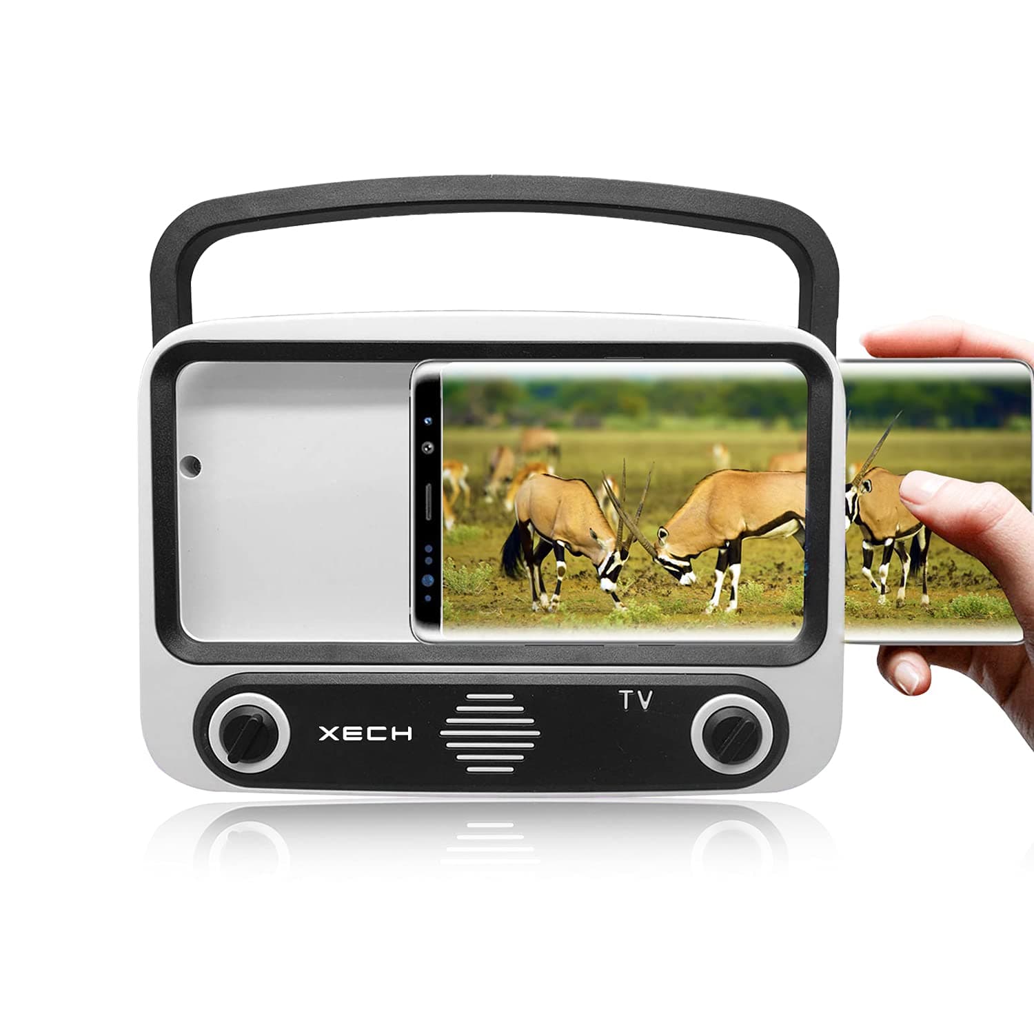 XECH Tellivibe Max Retro Bluetooth Speaker with Phone Holder | 5W Wireless Speaker | Mini TV Design | 6H Playtime | Hands-Free Viewing | Portable & Rechargeable | Compatible with All Smartphones