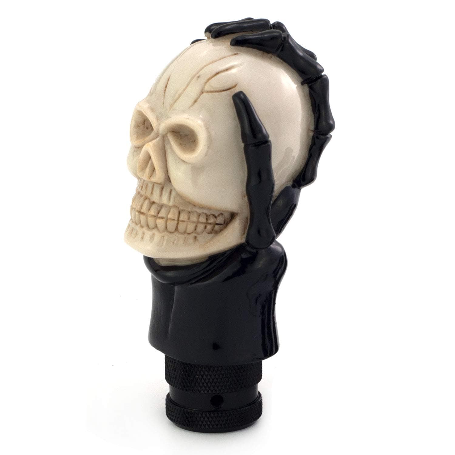 Thruifo Automatic Car Knob Shifter, Devil Skull Wand Head Style Manual Gear Stick Shift Knobs Fit Most MT Vehicles, Beige & Black