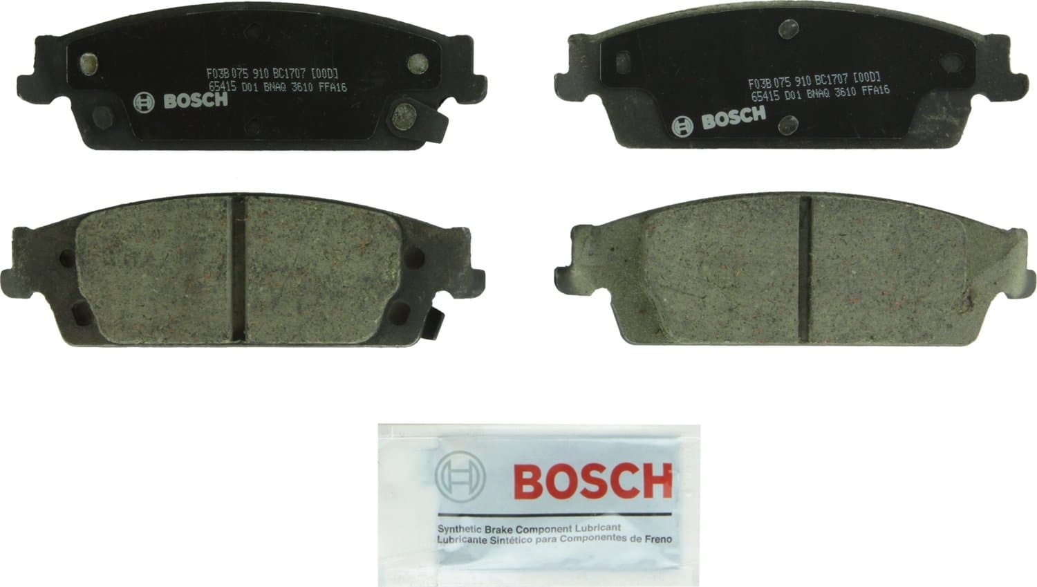 BOSCH BC1707 QuietCast Premium Ceramic Disc Brake Pad Set - Compatible with Select Cadillac Escalade, Escalade ESV; Chevrolet Silverado 1500, Suburban, Tahoe; GMC Sierra 1500, Yukon, Yukon XL; REAR